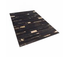 Tappeto patchwork nero e oro in pelle - 140x200cm - ARTVIN