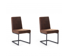 Set da 2 sedia da pranzo in finta pelle marrone ARCTIC
