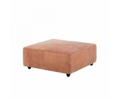 Pouf poggiapiedi ottomano in pelle marrone ADAM