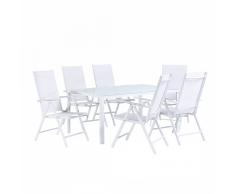 Set di tavolo da giardino 160cm e 6 sedie in alluminio bianco CATANIA