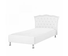 Letto singolo moderno in pelle sintetica bianca 90x200cm METZ