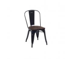 Sedia da pranzo in metallo nero con seduta in legno - APOLLO