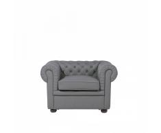 Poltrona vintage in pelle grigia CHESTERFIELD