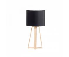 Lampada da tavolo in legno con paraluce nero - KORANA