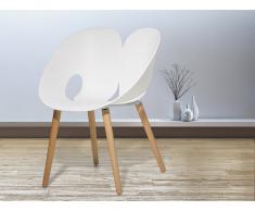 Sedia bianca - Sedia da pranzo di design - Sedia in plastica e legno - MEMPHIS