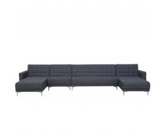 Divano letto XXL a forma di U in tessuto grigio scuro ABERDEEN