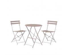 Set di 2 sedie e tavolino da caffè in alluminio grigio marrone FIORI