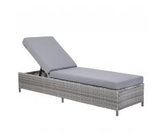 Lettino da giardino in rattan grigio edizione grigio TORINO II