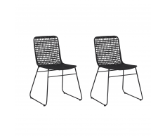 Set di 2 sedie da pranzo in rattan color nero BERITO
