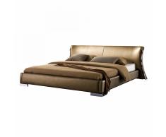 Letto matrimoniale imbottito in pelle oro 180x200cm - PARIS