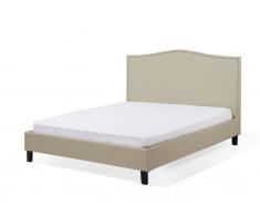 Letto matrimoniale moderno in tessuto beige 160x200cm MONTPELLIER