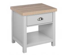 Comodino grigio/legno naturale CLIO