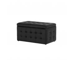 Pouf ottomano con contenitore in pelle nera MICHIGAN