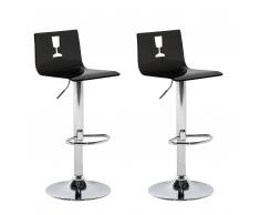 Set di 2 sgabelli da bar in plastica trasparente color nero BUSAN