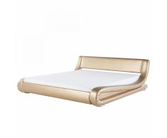 Letto matrimoniale imbottito in pelle oro 180x200cm - AVIGNON
