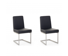 Set da 2 sedia da pranzo in finta pelle nera ARCTIC