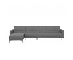 Divano letto angolare XXL in tessuto grigio chiaro destro ABERDEEN