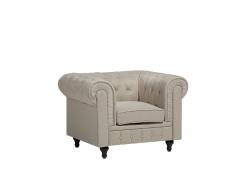 Poltrona vintage in tessuto beige CHESTERFIELD grande