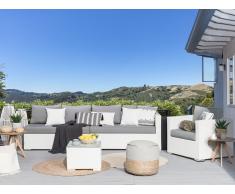 Set di divani da giardino in rattan bianco XXL
