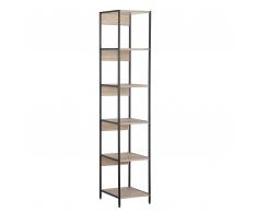 Libreria a 5 ripiani in color legno chiaro e nero HACKNEY