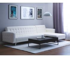 Divano letto angolare in pelle sintetica bianca versione sinistra ABERDEEN