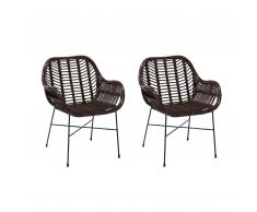 Set di 2 sedie da giardino in rattan marrone CANORA