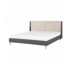 Letto matrimoniale in tessuto grigio beige 180x200 cm VALENCE