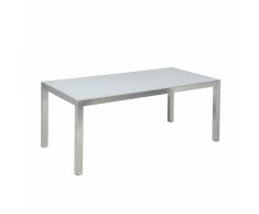 Tavolo da giardino - tavolo da esterno - bianco - piano in vetro - 180 cm - GROSSETO