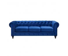 Divano 3 posti in tessuto blu scuro CHESTERFIELD