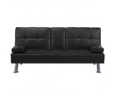Divano letto moderno in pelle nera ROXEN