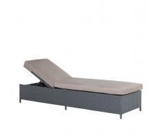 Lettino da giardino chaise longue in rattan grigioTURIN