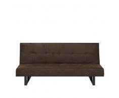 Divano letto in tessuto a imitazione di pelle marrone 189 cm DERBY piccolo