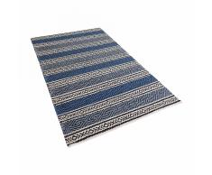 Tappeto rettangolare in lana - blu e grigio - Tappeto moderno di design - 80x150cm - PATNOS