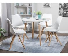 Tavolo tondo in legno e piano in MDF bianco 90cm BOVIO
