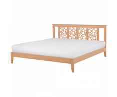Letto matrimoniale moderno in legno beige 180x200cm CAEN