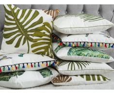 Cuscino decorativo in cottone motivo foglia di palma 45 x 45 cm verde