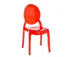 Sedia in acrilico rosso trasparente MERTON