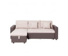 Divano letto angolare in tessuto beige versione destra TAMPERE