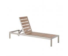Lettino da giardino in alluminio e legno sintetico marrone NARDO
