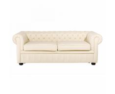 Divano 3 posti in pelle beige CHESTERFIELD