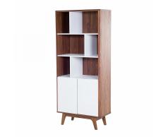 Credenza da soggiorno in mdf color noce e bianco - COLUMBUS