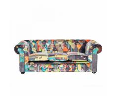 Divano 3 posti in tessuto multicolore giallo CHESTERFIELD
