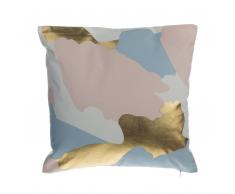 Cuscino decorativo in cotone a macchie 45 x 45 cm rosa/oro