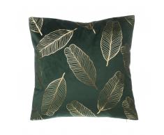 Cuscino decorativo a foglie 45 x 45 cm verde scuro