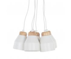Lampada a sospensione bianca formata da 6 paralumi CESTOS