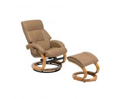 Poltrona massaggiante da ufficio in pelle beige con poggiapiedi FORCE