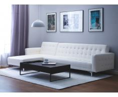 Divano letto angolare in pelle sintetica bianca versione destra ABERDEEN