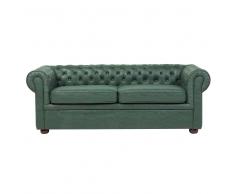 Divano vintage a 3 posti in tessuto similpelle CHESTERFIELD