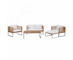 Set lounge da giardino in acciaio e legno marrone chiaro - BERMUDA