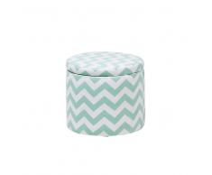 Pouf sgabello con coperchio e contenitore - Bianco e blu - TUNICA